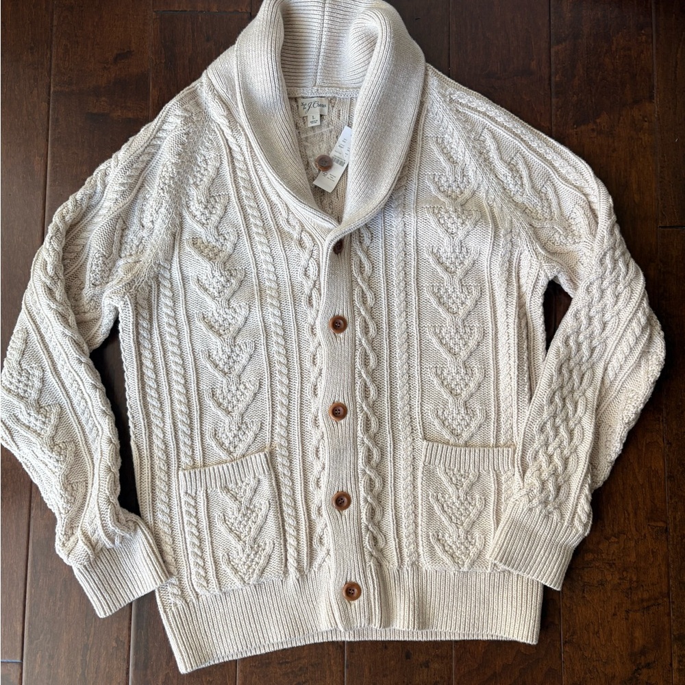 J. Crew Off-White Cable Knit Cardigan